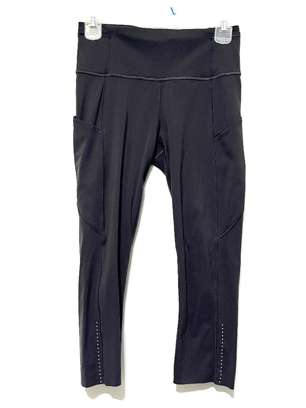 Lululemon Womens Fast & Free Capri Leggings 6 Gray LW6AS5S Pockets Workout Gym
